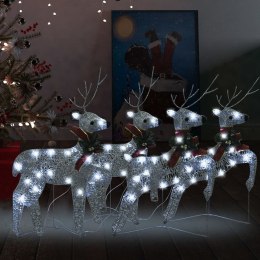 VidaXL Świąteczne renifery, 4 szt., 80 srebrnych LED
