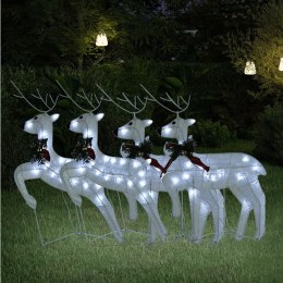 VidaXL Świąteczne renifery, 4 szt., 80 białych LED