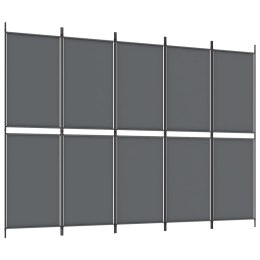 VidaXL Parawan 5-panelowy, antracytowy, 250 x 180 cm, tkanina