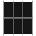 VidaXL Parawan 3-panelowy, czarny, 150 x 180 cm, tkanina