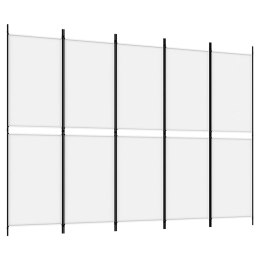VidaXL Parawan 5-panelowy, biały, 250 x 180 cm, tkanina