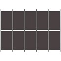 VidaXL Parawan 5-panelowy, brązowy, 250 x 180 cm, tkanina