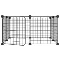 VidaXL Klatka dla zwierząt z bramką, 8 paneli, czarna, 35x35 cm, stal