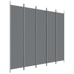 VidaXL Parawan 5-panelowy, antracytowy,250x220 cm, tkanina