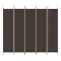 VidaXL Parawan 5-panelowy, brązowy, 250x220 cm, tkanina