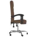 VidaXL Rozkładany fotel biurowy, brązowy, obity tkaniną