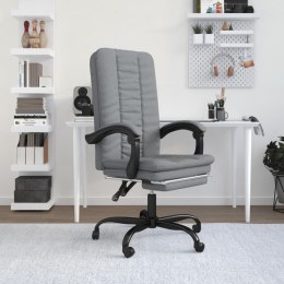 VidaXL Rozkładany fotel biurowy, jasnoszary, obity tkaniną