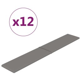 VidaXL Panele ścienne, 12 szt, ciemnoszare, 90x15 cm, tkanina, 1,62 m²