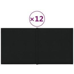 VidaXL Panele ścienne, 12 szt., czarne, 30x15 cm, tkanina, 0,54 m²