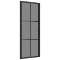 VidaXL Drzwi wewnętrzne, 83x201,5 cm, czarne, szkło ESG i aluminium