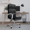 VidaXL Rozkładany fotel biurowy, czarny, sztuczna skóra