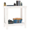 VidaXL Stół roboczy, biały, 80x50x80 cm, lite drewno sosnowe