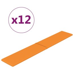 VidaXL Panele ścienne, 12 szt, jasnożółte, 90x15 cm, tkanina, 1,62 m²