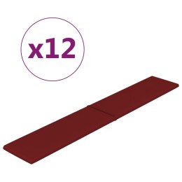 VidaXL Panele ścienne, 12 szt, kolor wina, 90x15 cm, tkanina, 1,62 m²