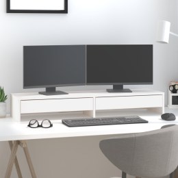 VidaXL Podstawka na monitor, biała, 100x27x15 cm, lite drewno sosnowe