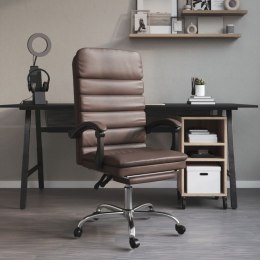 VidaXL Rozkładane, masujące krzesło biurowe, brązowe, sztuczna skóra