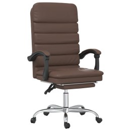 VidaXL Rozkładane, masujące krzesło biurowe, brązowe, sztuczna skóra