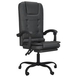 VidaXL Rozkładane, masujące krzesło biurowe, czarne, sztuczna skóra
