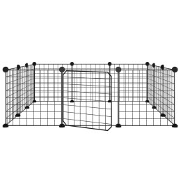 VidaXL Klatka dla zwierząt z bramką, 12 paneli, czarna, 35x35 cm, stal