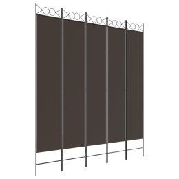 VidaXL Parawan 5-panelowy, brązowy, 200x220 cm, tkanina
