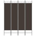 VidaXL Parawan 4-panelowy, brązowy, 160x200 cm, tkanina