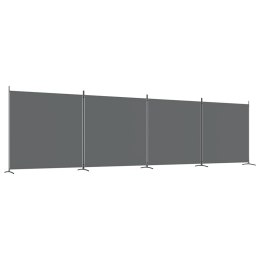 VidaXL Parawan 4-panelowy, antracytowy, 698x180 cm, tkanina