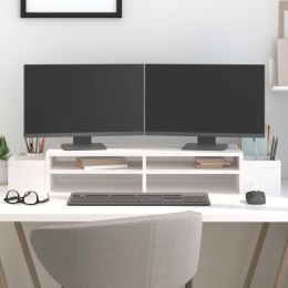 VidaXL Podstawka na monitor, biała, 100x27,5x15cm, lite drewno sosnowe