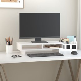 VidaXL Podstawka na monitor, biała, 60x27x14 cm, lite drewno sosnowe