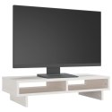 VidaXL Podstawka na monitor, biała, 60x27x14 cm, lite drewno sosnowe