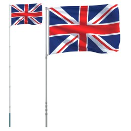 VidaXL Flaga Wielkiej Brytanii z masztem, 5,55 m, aluminium