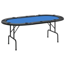 VidaXL Składany stół do pokera dla 10 osób, niebieski, 206x106x75 cm