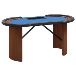 VidaXL Stół pokerowy 10 os., taca na żetony, niebieski, 160x80x75 cm