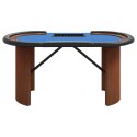 VidaXL Stół pokerowy 10 os., taca na żetony, niebieski, 160x80x75 cm