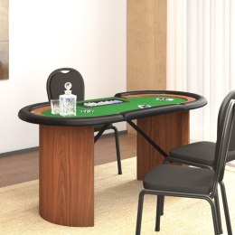 VidaXL Stół pokerowy dla 10 os., taca na żetony, zielony, 160x80x75 cm