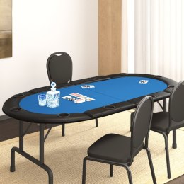 VidaXL Składany blat do pokera dla 10 osób, niebieski, 208x106x3 cm