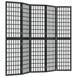 VidaXL Składany parawan 5-panelowy, styl japoński, 200x170 cm, czarny