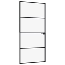 VidaXL Drzwi wewnętrzne, czarne, 93x201,5 cm, szkło i aluminium