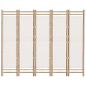 VidaXL Składany parawan 5-panelowy, 200 cm, bambus i płótno