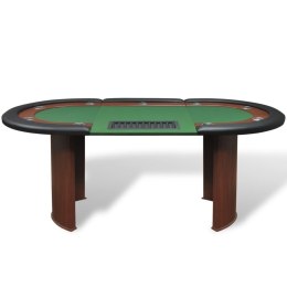 VidaXL Stół do pokera dla 10 graczy z tacą na żetony, zielony