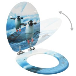 VidaXL Deska klozetowa wolnoopadająca, MDF, wzór w pingwiny