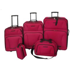 VidaXL Zestaw walizek podróżnych, 5 elementów, kolor czerwony