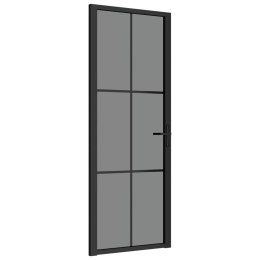VidaXL Drzwi wewnętrzne, 76x201,5 cm, czarne, szkło ESG i aluminium