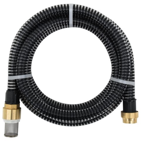 VidaXL Wąż ssący z mosiężnymi złączami, czarny, 1,1" 20 m, PVC