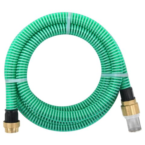VidaXL Wąż ssący z mosiężnymi złączami, zielony, 1,1" 15 m, PVC