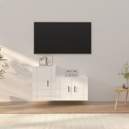 VidaXL Zestaw 2 szafek TV, biały, połysk, materiał drewnopochodny