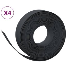 VidaXL Obrzeża ogrodowe, 4 szt., czarne, 10 m, 15 cm, polietylen