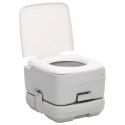 VidaXL Przenośna toaleta turystyczna, szaro-biała, 10+10 L, HDPE
