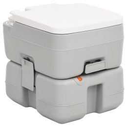 VidaXL Przenośna toaleta turystyczna, szaro-biała, 15+10 L, HDPE