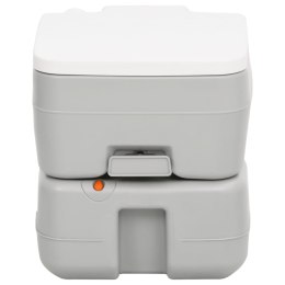 VidaXL Przenośna toaleta turystyczna, szaro-biała, 15+10 L, HDPE