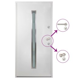 VidaXL Aluminiowe drzwi zewnętrzne, białe, 110 x 207,5 cm